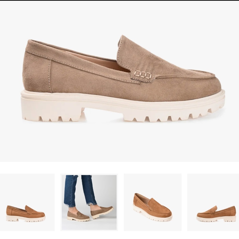 Journee Collection Erika Loafer Flats in Taupe Faux Suede